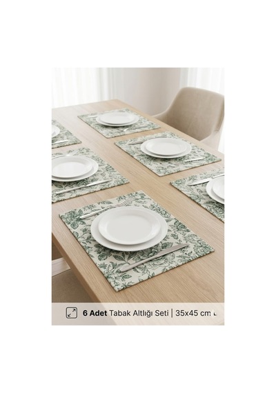 Su Geçirmez Amerikan Servis Leke Tutmaz 6'lı Set 35x45 Cm Sıvı Itici Kumaş Petibör Tabak Altlığı Beyaz