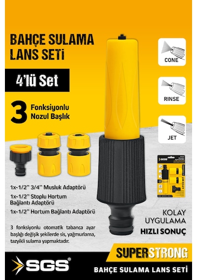 Sgs4258 4 Lü Bahçe Sulama Seti Otomatik Ayarlı Lans Ve Hortum Bağlantı Aparatları
