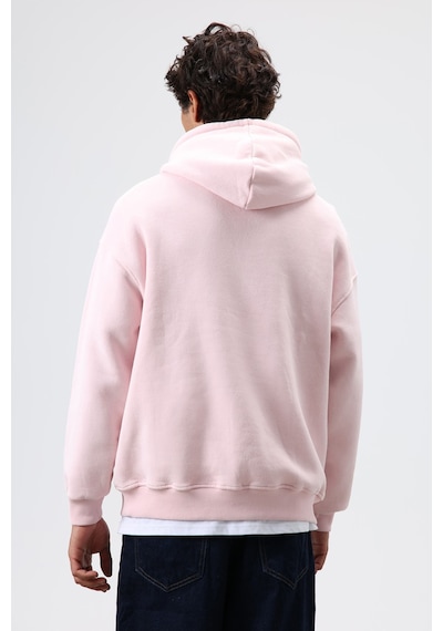 Vamos Basic Oversize Yıkamalı Hoodie Pembe
