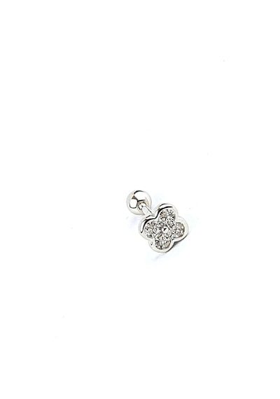 Zirkon Taş Detaylı Yonca Figürlü 925ayar Gümüş Tragus Helix Kikirdak Piercing Gümüş