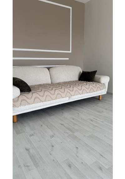 Diletto Bohem Ponponlu Dalgalı Oturma Yerini Kapatan Koltuk Örtüsü Vizon 90 X 200 Vizon