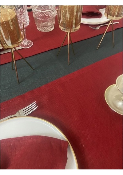 Simli Dertsiz Salon Masa Örtüsü Füme 27 Parça