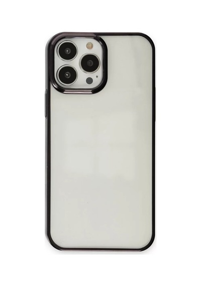 Newface Apple İphone 14 Pro Max Kılıf Element Silikon - Siyah Şeffaf