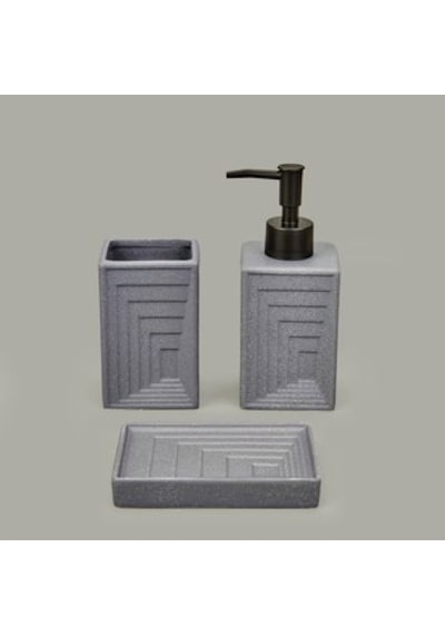 Bath 3'lü Banyo Aksesuar Seti - Gri Çok renkli