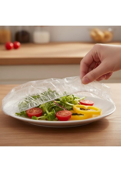 100 Adet Tencere Bonesi Elastik Streç Kapak, Tek Kullanımlık Gıda Koruyucu, Buzdolabı Ve Piknik Uyumlu Beyaz - Çok Renkli