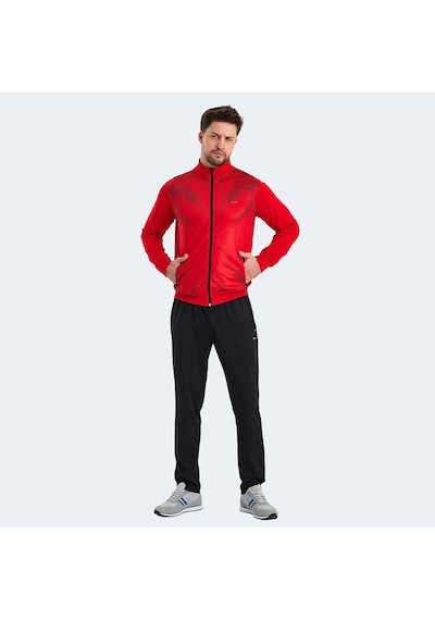 Slazenger RECOGNIZE Erkek Fermuarlı Dik Yaka Cepli Kırmızı Eşofman Takımı