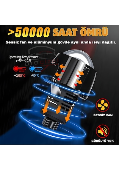 Otoçizgi 2,5 İnç Led Lazer Projektör Lens Bi Led Projektör Far Montajı Araba Projektör Lensi - P25