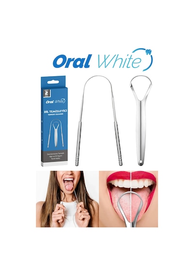 Oral White Paslanmaz Çelik Dil Temizleyici Ve Dil Sıyırıcı 2parça