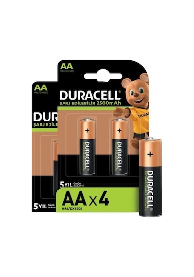 Duracell Şarj Edilebilir AA 2500 maH Pil 2'li Paket x 2 (4 Adet) - 50003941079772