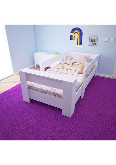 Herseycik Ninnimo Montessori Mdf Karyola Beyaz Y25 - 90X190 Yatak Uyumlu Beyaz