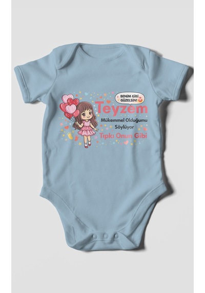 Morivokids Teyzeye Özel Kısa Kollu Bebek Body %100 Pamuk Zbn89-kk Bebe Mavisi