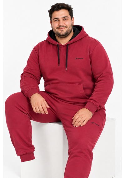 Fore Sport Erkek Kapüşonlu 3 İplik Şardonlu Battal Boy Eşofman Takımı Bordo