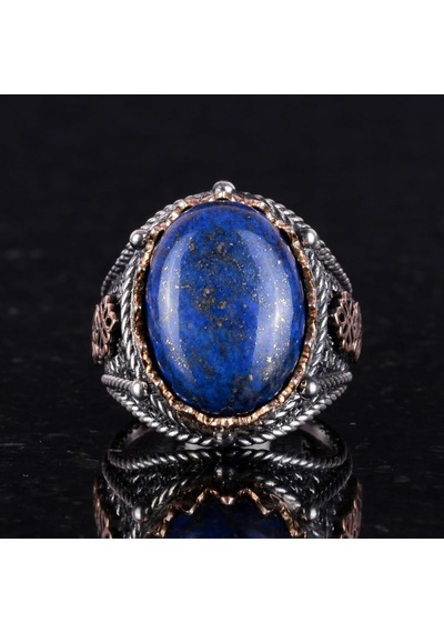 Doğal Lapis Lazuli Taş Yüzük, 925 Ayar Gümüş Erkek Yüzük, Bilgelik Ve Gerçek Tasarımı Gümüş