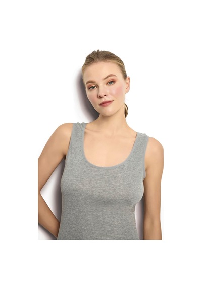 Jiber 584 Kadın Ribana Kumaş Pamuklu Kalın Askılı Atlet Grı/xl Gri
