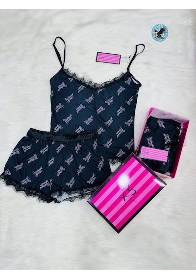 Victoria's Secret Bayan Yazlık Şortlu 2"li Pijama Takımı Siyah