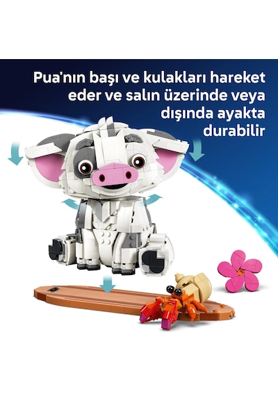 LEGO® | Disney Moana Pua 43292 - 9 Yaş ve Üzeri Çocuklar için Dal ve Çiçek Aksesuarları İçeren Oyuncak Yapım Seti (885 Parça)