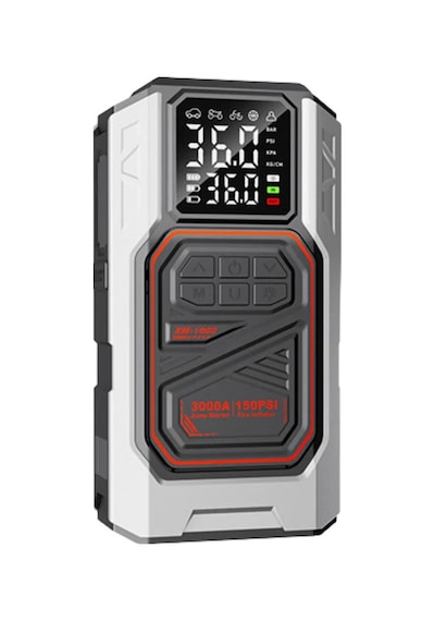 Harvox Akü Takviye Cihazı 4'ü 1 Arada Powerbank, Hava Kompresörü, Lcd Ekran, 10.000mah 150psı
