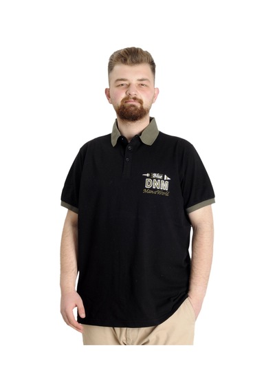 Mode Xl Büyük Beden Erkek Polo T-Shirt Dnm 23343 Siyah 001