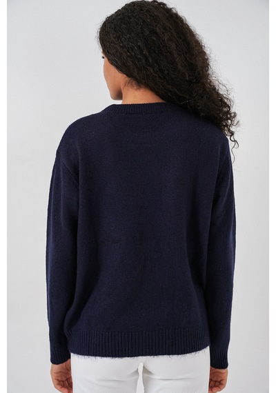 Bigdart 15895 Kadın Oversize Triko Kazak - K. Lacivert