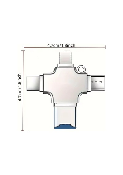 Thentech Metal Kasa 4in1 Type C Lightning Micro Usb Kart Okuyucu Dönüştürücü Yüksek Hızlı Dosya Aktarım