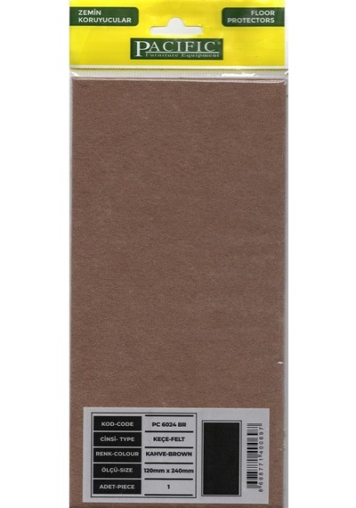 Pacific 120x240 Kare Yapışkanlı Keçe 50'li Paket Kahverengi