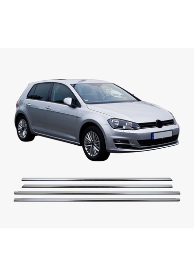 Volkswagen Golf 7 Uyumlu 2013-2020 Krom Cam Çıtası 4 Parça Paslanmaz  Çelik