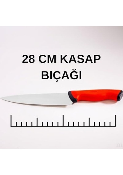 Profesyonel Kasap Bıçağı, Paslanmaz Çelik, Ergonomik Kaymaz Sap, 28 Cm, Şef Bıçağı