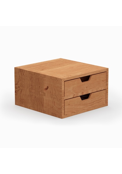 Desna İki Katlı İki Çekmeceli Dolap - Kiraz 18 Cm Uzunluk X 19 Cm Derinlik X 10.8 Cm Woodsaka Doğal Ahşap