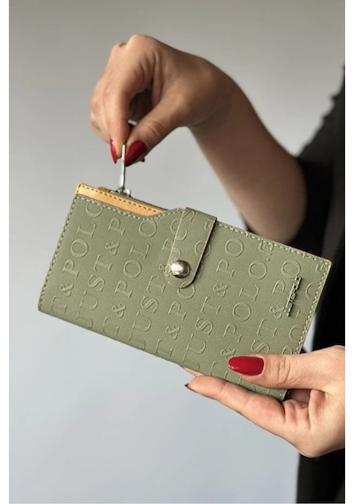 Just Polo Kadın 20 Kart Bölmeli Fermuarlı Ve Kapaklı Cüzdan Shopper Yeşil