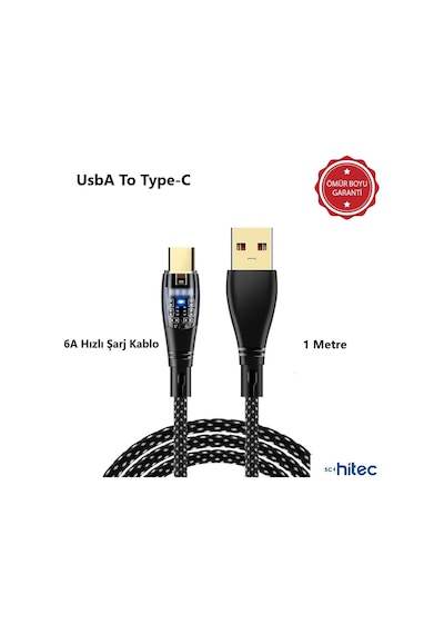 Schitec 6a 120w Usba To Type-c 1m Hızlı Şarj Kablosu Beyaz Yk234b