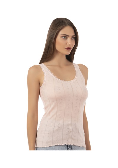 Özkan Underwear Özkan 23493 Kadın Transferli Ribana Esnek Yumuşak Kalın Askılı Atlet SOMON