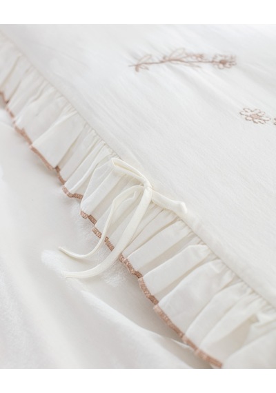 Madame Coco Perline Family Size %100 Pamuk Nakışlı Nevresim Takımı - Ekru/bej 8684427140482 Çok Renkli
