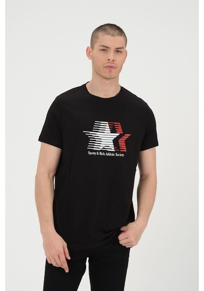 Rich Erkek Basic T-shirt %100 Pamuk Tişört SIYAH