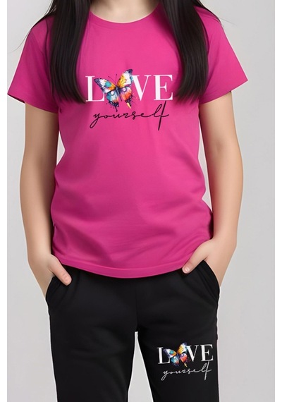 Fyk Kids Kız Çocuk Baskılı Love Your Self Bel Detayı Lastikli Alt-üst Takım Fuşya Fyk Kids Kız Çocuk Baskılı Love Your Self Bel Detayı Lastikli Alt-üst Takım Fuşya