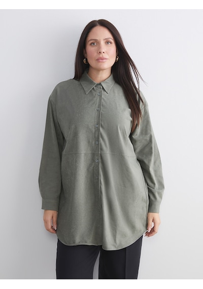 Lcw Modest Haki Süet Görünümlü Kadın Gömlek Tunik