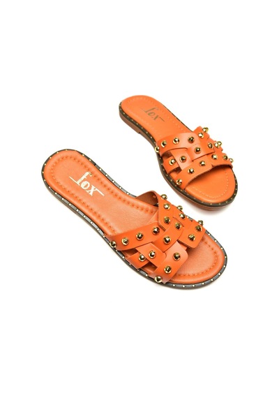 Fox Shoes U291100003 Turuncu Hakiki Deri Kadın Terlik Turuncu-hakiki Deri Çok Renkli