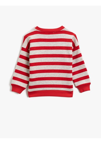Koton Çizgili Sweatshirt Pamuklu Bej Çizgili 1ykg17491ak Ekru