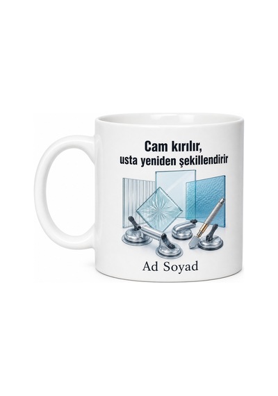 Camcıya Hediye Şeffaf Silikon Çekme Elmas Kesici Kırık Cam Değişimi Baskılı Kupa Bardak Beyaz / Çok Renkli