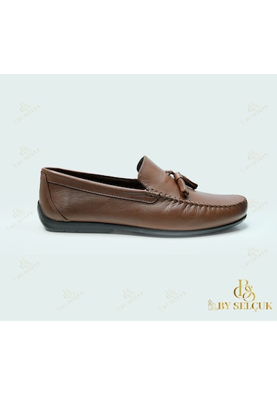 Loafer Düz Taban Deri Ayakkabı Taba