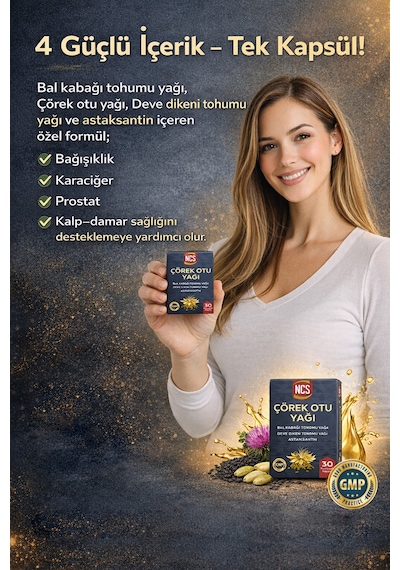 Çörek Otu Yağı Bal Kabağı Deve Dikeni Astaksantin 30 Softgels