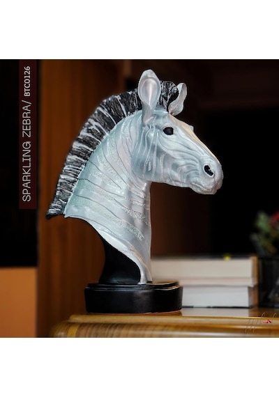 Simli Desenli Köpüklü Zebra Heykeli Vahşi Yaratık Figürü, Dekoratif Mükemel Orijinal Tasarım Diğer