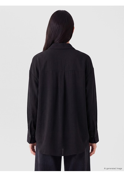Lcw Everyday Siyah Dokulu Oversize Kadın Gömlek