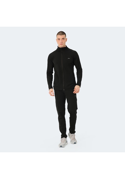 Slazenger ORRA IN Erkek Fermuarlı Dik Yaka Cepli Siyah Eşofman Takımı