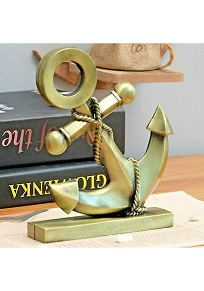 Vintage Metal Çapa Biblo Antik Bronz 16 Cm