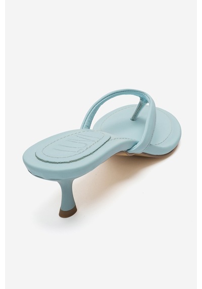 Luvi Shoes Norell Bebe Mavi Cilt Parmak Arası Kadın Topuklu Terlik