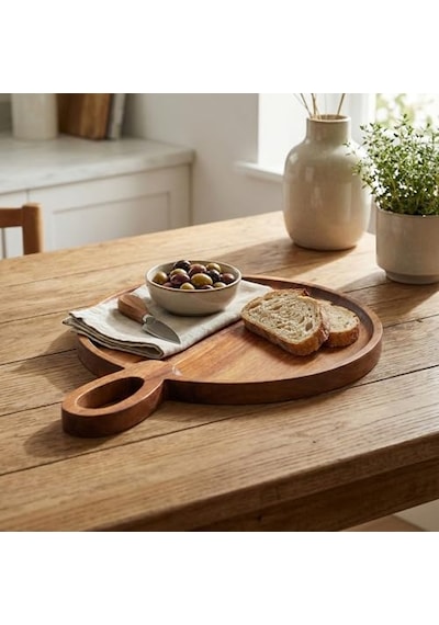 20 Cm Bambu Ahşap Yuvarlak Pasta Kahvaltı Servis Sunum Tabağı Diğer