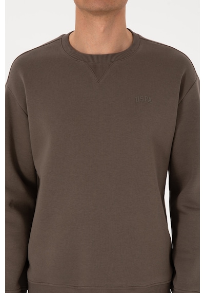 U.S. Polo Assn. Erkek Comfort Fit Bisiklet Yaka Şardonlu Vizon Basic Sweatshirt 50313757-VR052