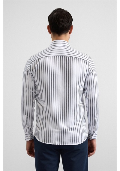 Süvari Lacivert Slim Klasik Yaka Cepsiz Casual Gömlek Gm2025500496-m09 Lacivert