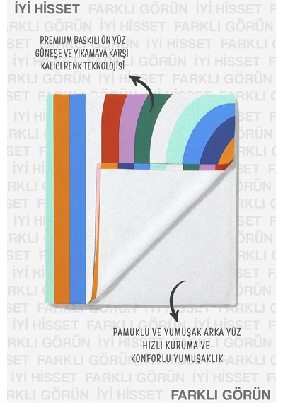 Renkli Geometrik Çizgili Modern Plaj Havlusu - Retro Bohem Çok Renkli Hızlı Kuruyan Mikrofiber Havlu Serin Yosun