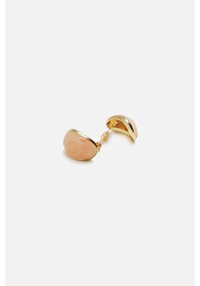 Oval Minimal Küpe Pembe